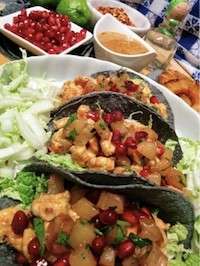 Tequila Lime Shrimp Tacos with Pineapple Pomegranate Salsa